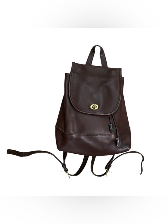 Coach Handbags - Coach Vintage 90s Dark Brown Leather Turn Lock Daypack Backpack
